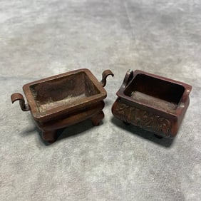 TWO COPPER FOUR-FOOT CENSERS WITH QING DYNASTY MARK
