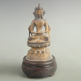GILT BRONZE MANJUSHRI BODHISATTVA STATUE