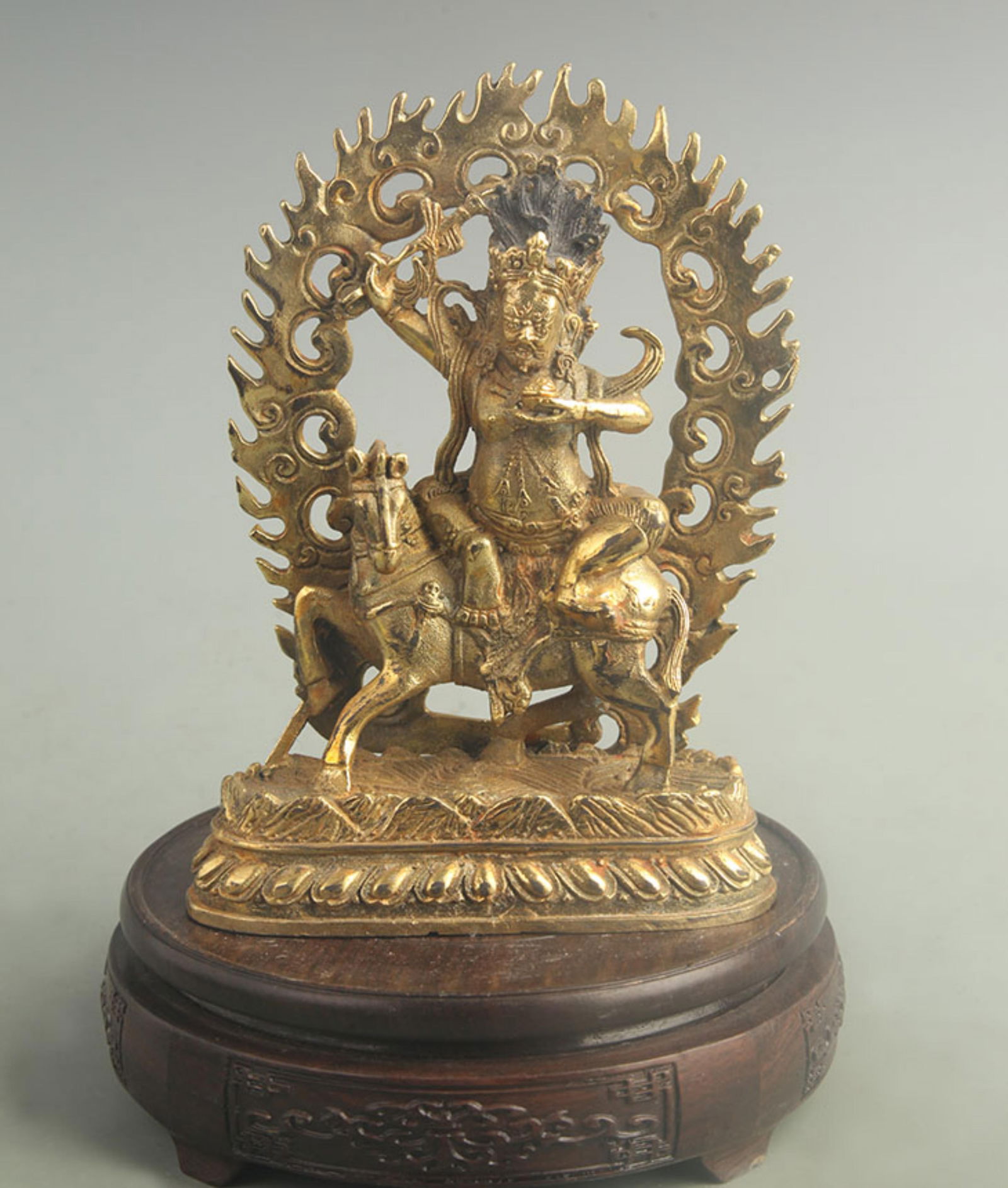 GILT BRONZE TIBETAN PROTECTOR DEITY STATUE (1 of 5)