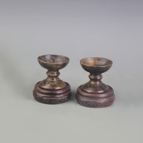 PAIR OF BRONZE CANDLE HOLDERS