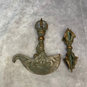 TIBETAN BUDDHIST BRONZE RITUAL IMPLEMENTS