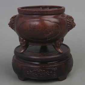 A FINE XUAN DE STYLE ANIMAL EAR THREE FOOT CENSER