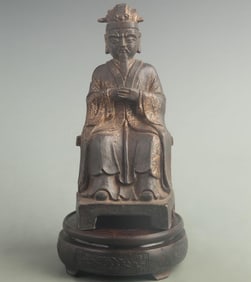 GILT BRONZE TAOIST DEITY FIGURE