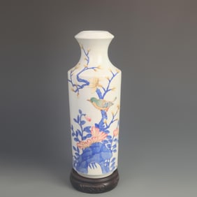 CLOISONNE ENAMEL VASE WITH FLOWER AND BIRD PATTERNS