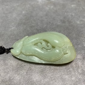HETIAN JADE PENDANT OF CARVED MELON AND FRUIT