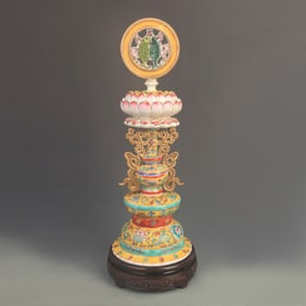 PORCELAIN FAMILLE ROSE EIGHT BUDDHIST TREASURES VASE