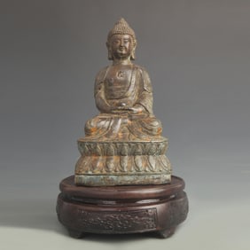 A FINE BRONZE AMITABHA BUDDHA SEATED STATUE