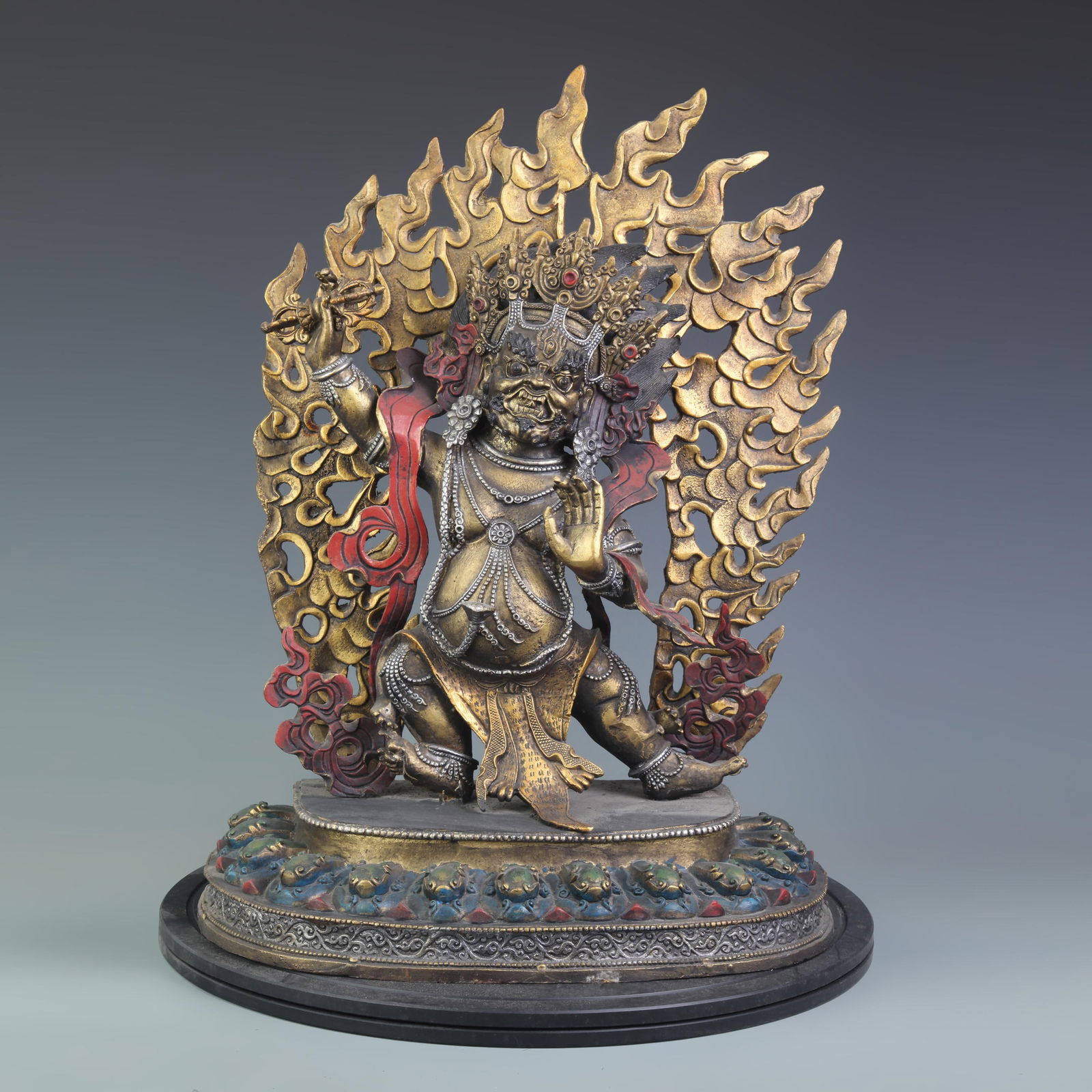 A FINE BRONZE STATUE OF POWERFUL PROTECTOR DEITY (1 of 5)