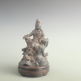 GILT BRONZE “WATER MOON?? GUANYIN STATUE