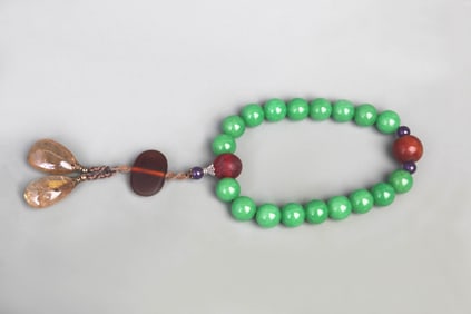 18-PIECE JADE BEADS WITH JADE ACCESSORIES, CRYSTAL, AND GLASS