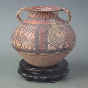 YANG SHAO CULTURE PAINTED POTTERY DOUBLE-HANDLED JAR