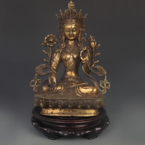 TIBETAN BRONZE WHITE TARA STATUE