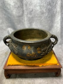 GILT BRONZE PINE KNOT EAR INCENSE BURNER
