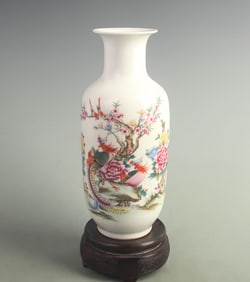 ENAMEL COLOR GOURD-SHAPED VASE WITH PHOENIX DESIGN