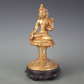 A RARE GILT BRONZE BUDDHA STATUE