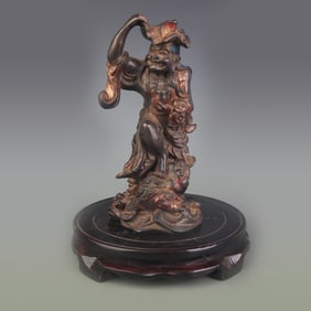 LIU HAI PLAYING WITH GOLDEN TOAD BRONZE STATUE