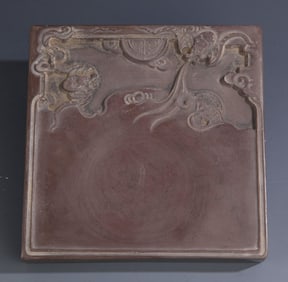 A FINE BAT AND DRAGON CARVING STONE INK