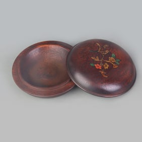 A FINE ROSEWOOD INLAID WITH SHELL SEAL PASTE BOX