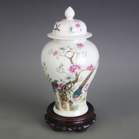 FAMILLE ROSE FLOWER AND BIRD PATTERN PORCELAIN GENERAL JAR STYLE