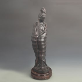 BAMBOO ROOT CARVED STATUE OF WANG ZHAOJUN