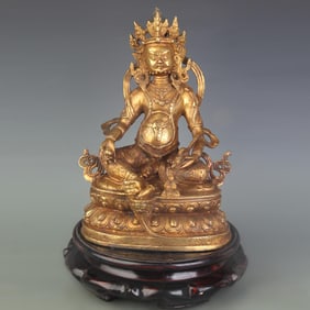 TIBETAN BUDDHISM BRONZE GOD OF WEALTH FIGURE