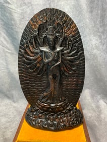 QIAN LONG MARKED BRONZE THOUSAND-ARMED AVALOKITESVARA STATUE