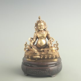 GILDED BRONZE TIBETAN BUDDHIST GOD OF WEALTH