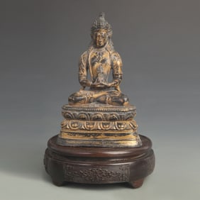 TIBETAN BUDDHIST BRONZE AMITAYUS STATUE