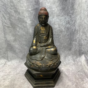 GILT BRONZE SEATED STATUE OF SHAKYAMUNI