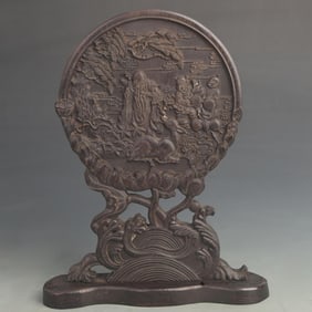 A FINE ROSEWOOD MADE FINELY CARVED TABLE SCREEN