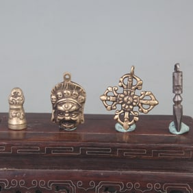 TIBETAN BUDDHIST STATUES AND RITUAL OBJECTS (4 PIECES)