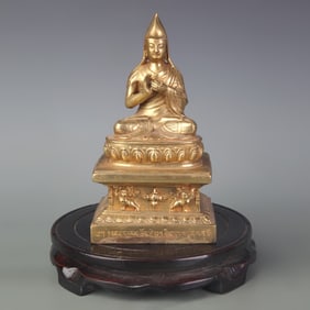 GILDED COPPER BUDDHA STATUE