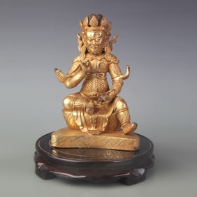 A FINE BRONZE GOD OF WEALTH STATUE