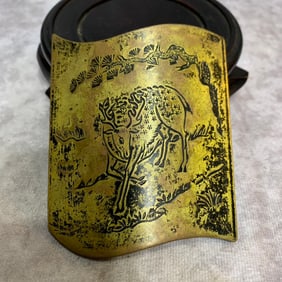 A FINE PINE TREE CARVED BOOK STYLE BRONZE PAPER WEIGHT