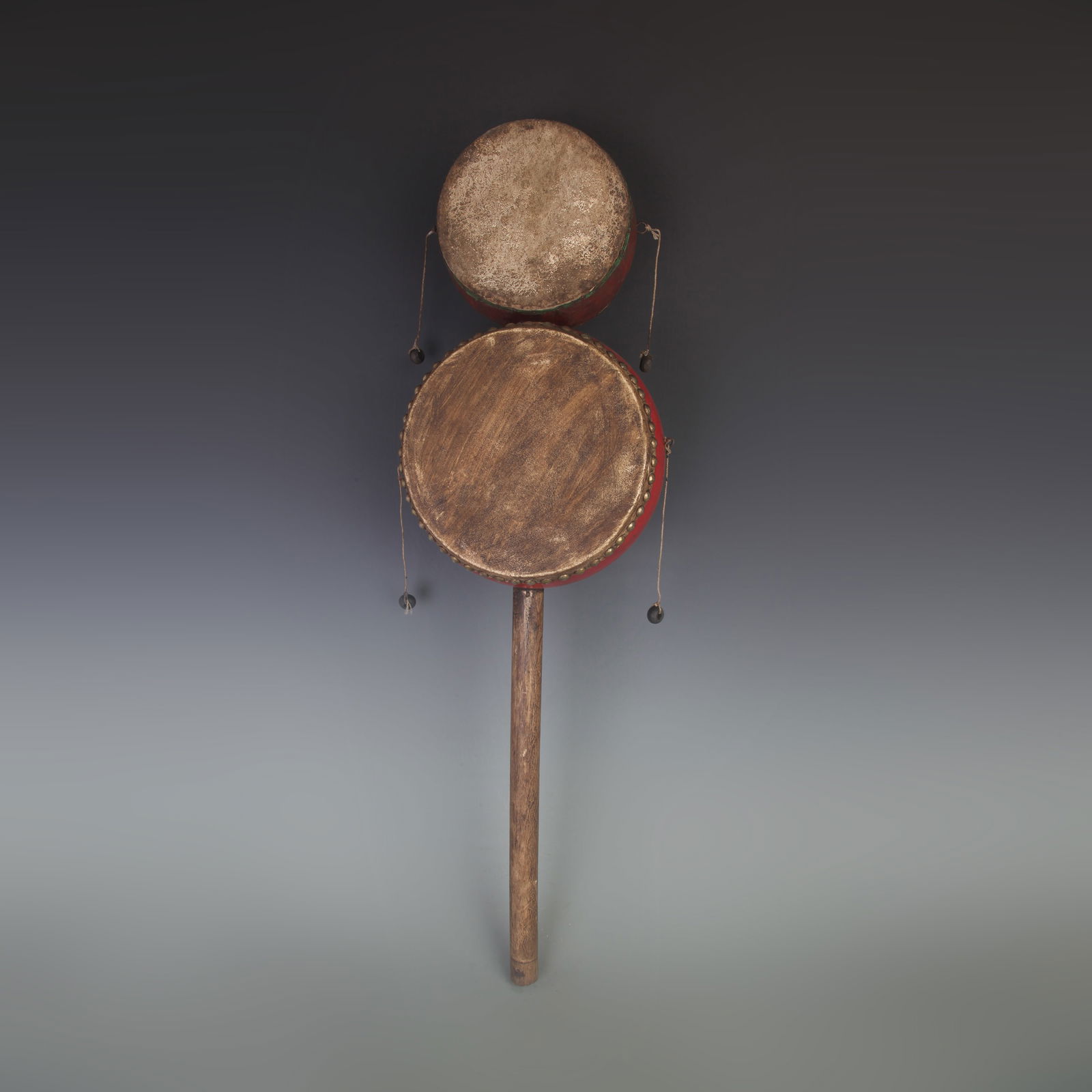 AN OLD CHINESE RATTLE DRUM: Modern; Width: 7.8 inch; High: 31.8 inch;