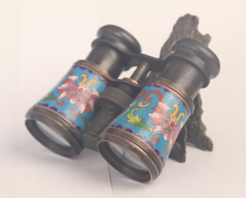 REAR WESTERN STYLE CLOISONNE ENAMEL BRONZE TELESCOPE