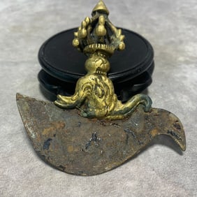 TIBETAN BUDDHIST BRONZE AND IRON RITUAL OBJECT