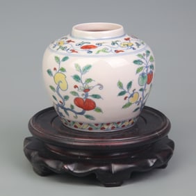 DOUCAI FLORAL AND FRUIT PATTERN SMALL JAR
