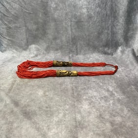 TIBETAN CORAL AND YAK BONE MADE 40-STRAND NECKLACE