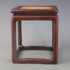 A FINE TALL ROSEWOOD MADE MARBLE INSET WOOD STAND