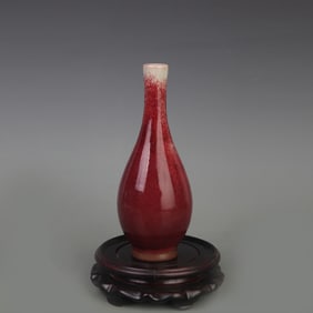 SMALL JUN-GLAZED LONG-NECK PORCELAIN VASE