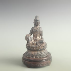 GILT-BRONZE WATER-MOON GUANYIN STATUE