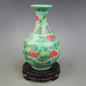 FAHUA GLAZED FLORAL-BIRD YU HU CHUN PORCELAINVASE