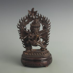 A FINE BRONZE GILDED HAPPINESS BUDDHA STATUE