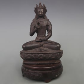 A FINE BRONZE SHAKYAMUNI BUDDHA STATUE