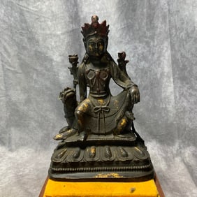 GILT BRONZE STATUE OF BODHISATTVA WEN SHU