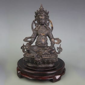 A FINE BRONZE YELLOW JAMBHALA STATUE