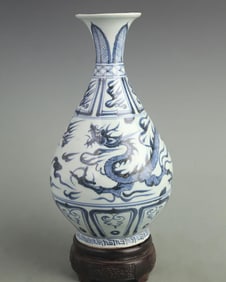 BLUE AND WHITE DRAGON PATTERN YUHUCHUN STYLE PORCELAIN VASE