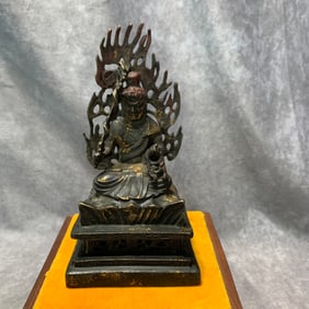 BRONZE GILT TIBETAN BUDDHIST GOD OF WEALTH STATUE