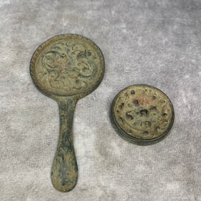 GROUP OF TWO SMALL BRONZE MIRROR